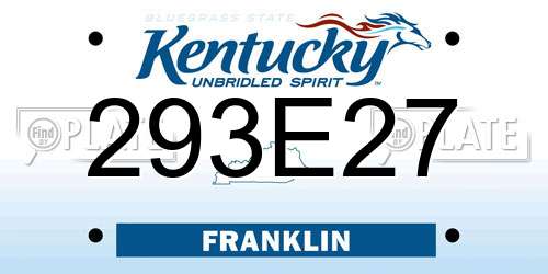 293E27 Kentucky License Plate