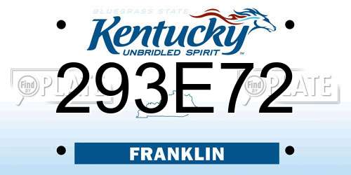 293E72 Kentucky License Plate