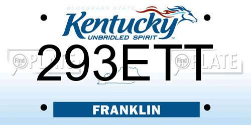 293ETT Kentucky License Plate