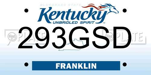 293GSD Kentucky License Plate