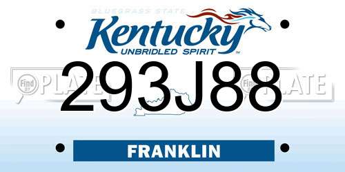 293J88 Kentucky License Plate