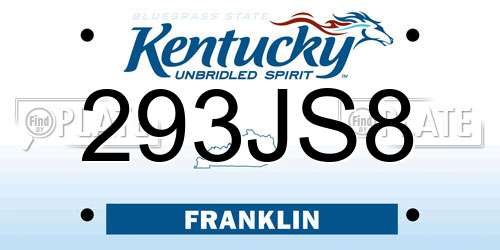 293JS8 Kentucky License Plate