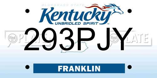 293PJY Kentucky License Plate