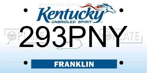 293PNY Kentucky License Plate