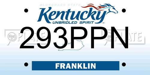 293PPN Kentucky License Plate