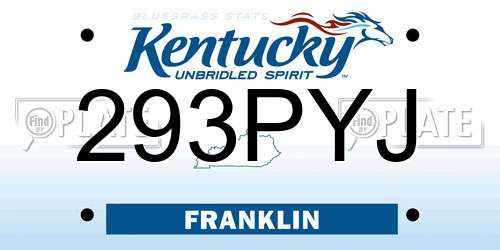 293PYJ Kentucky License Plate
