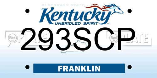 293SCP Kentucky License Plate
