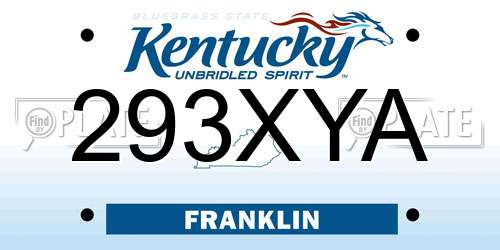 293XYA Kentucky License Plate