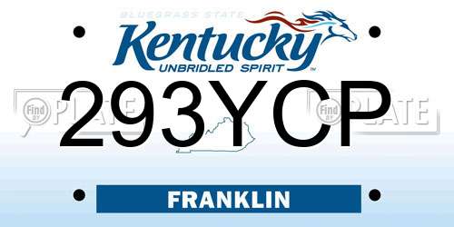 293YCP Kentucky License Plate