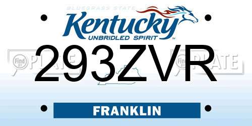 293ZVR Kentucky License Plate