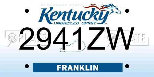 2941ZW Kentucky License Plate