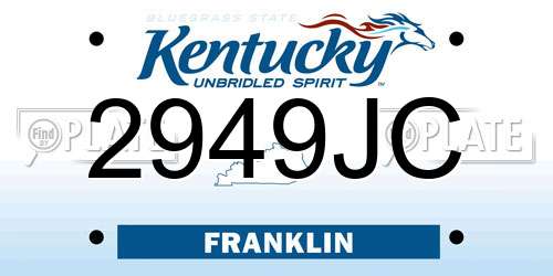 2949JC Kentucky License Plate