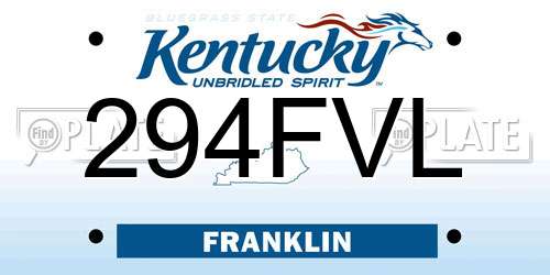 294FVL Kentucky License Plate