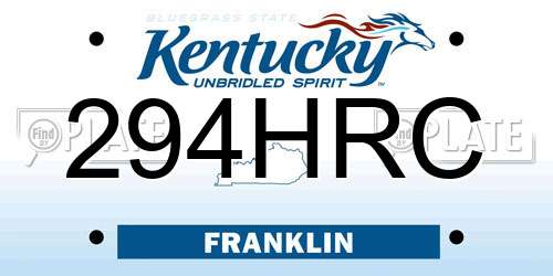294HRC Kentucky License Plate