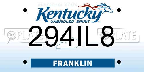 294IL8 Kentucky License Plate