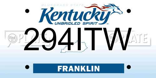 294ITW Kentucky License Plate