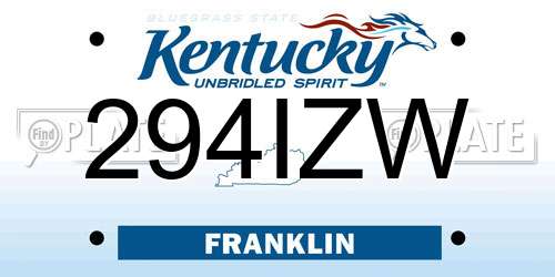 294IZW Kentucky License Plate