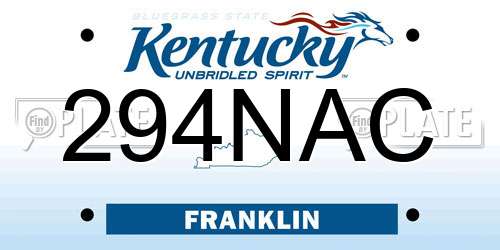 294NAC Kentucky License Plate