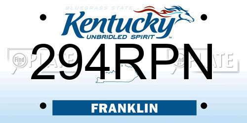 294RPN Kentucky License Plate