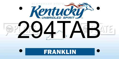 294TAB Kentucky License Plate