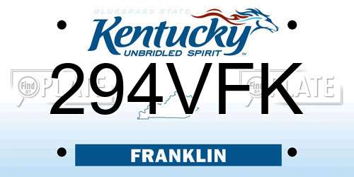 294VFK Kentucky License Plate