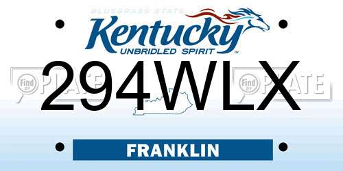 294WLX Kentucky License Plate