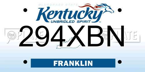 294XBN Kentucky License Plate