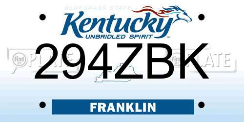 294ZBK Kentucky License Plate
