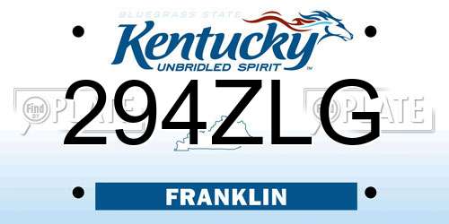 294ZLG Kentucky License Plate