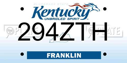 294ZTH Kentucky License Plate