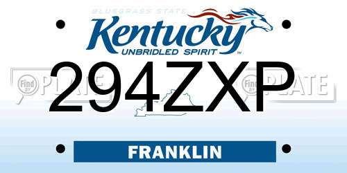 294ZXP Kentucky License Plate