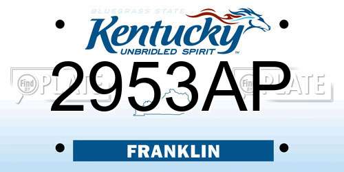 2953AP Kentucky License Plate
