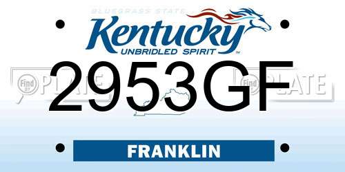 2953GF Kentucky License Plate