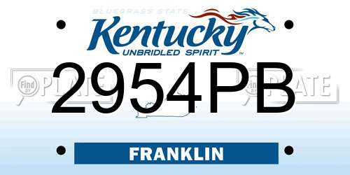 2954PB Kentucky License Plate