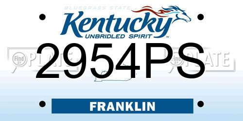 2954PS Kentucky License Plate