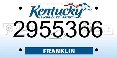 2955366 Kentucky License Plate