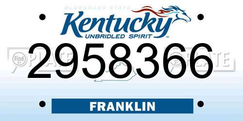 2958366 Kentucky License Plate