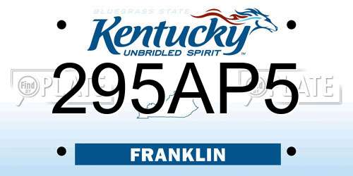 295AP5 Kentucky License Plate