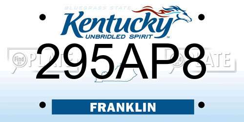 295AP8 Kentucky License Plate