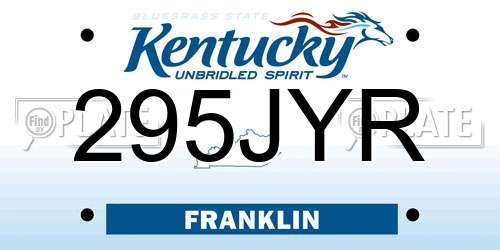 295JYR Kentucky License Plate