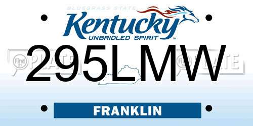 295LMW Kentucky License Plate