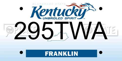 295TWA Kentucky License Plate