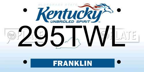 295TWL Kentucky License Plate