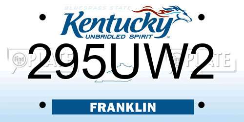 295UW2 Kentucky License Plate