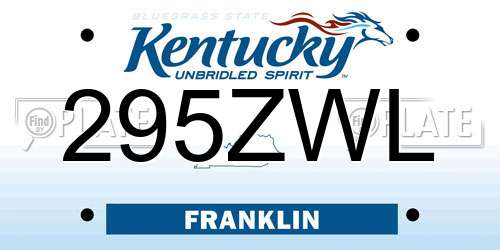 295ZWL Kentucky License Plate