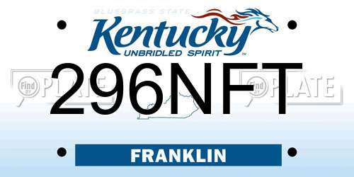 296NFT Kentucky License Plate