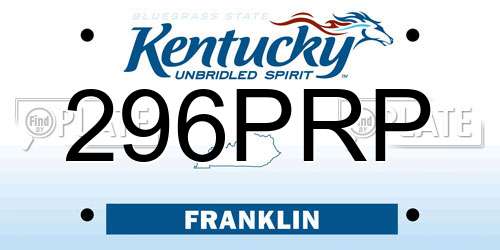 296PRP Kentucky License Plate