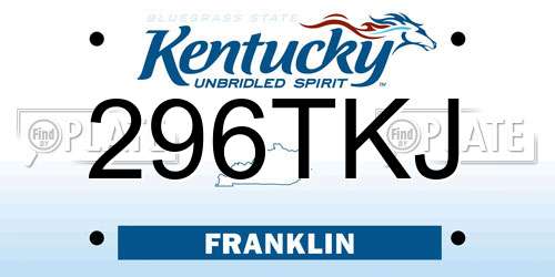 296TKJ Kentucky License Plate