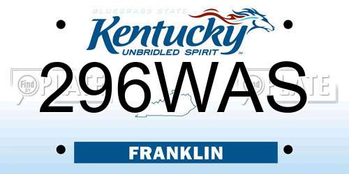296WAS Kentucky License Plate