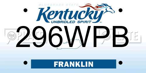 296WPB Kentucky License Plate
